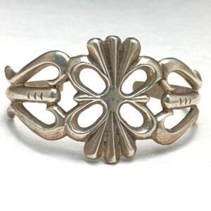 Native American Tufa Sandcast Bow Scroll Sterling Silver Cuff Bracelet